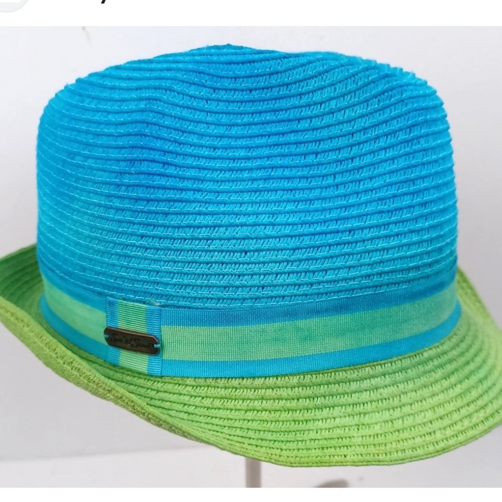 Women's Blue and Green Fedora Hat